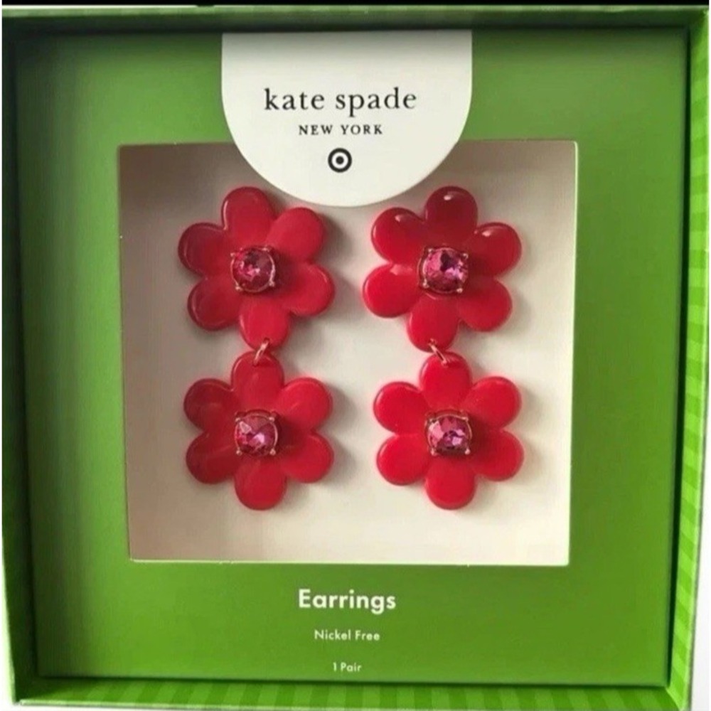 Kate Spade New York‎ Earrings Red Floral Linear Earrings New in Gift Box